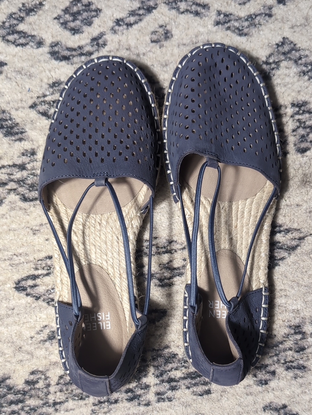 Eileen Fisher Lee 2 Bluee Espadrille Flat, 7.5 Narrow Fit.